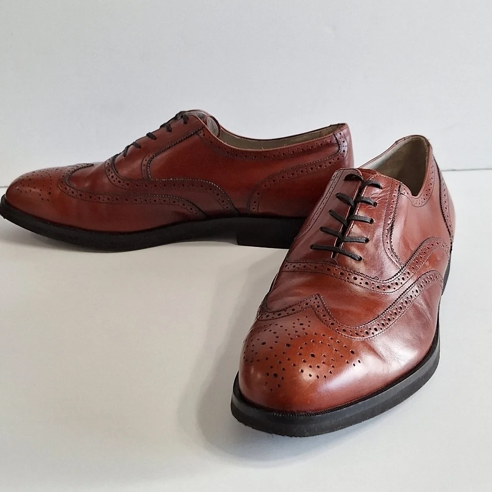 Rockport Brown Leather Wingtip Oxford Shoes with Brogue Detailing Size 13